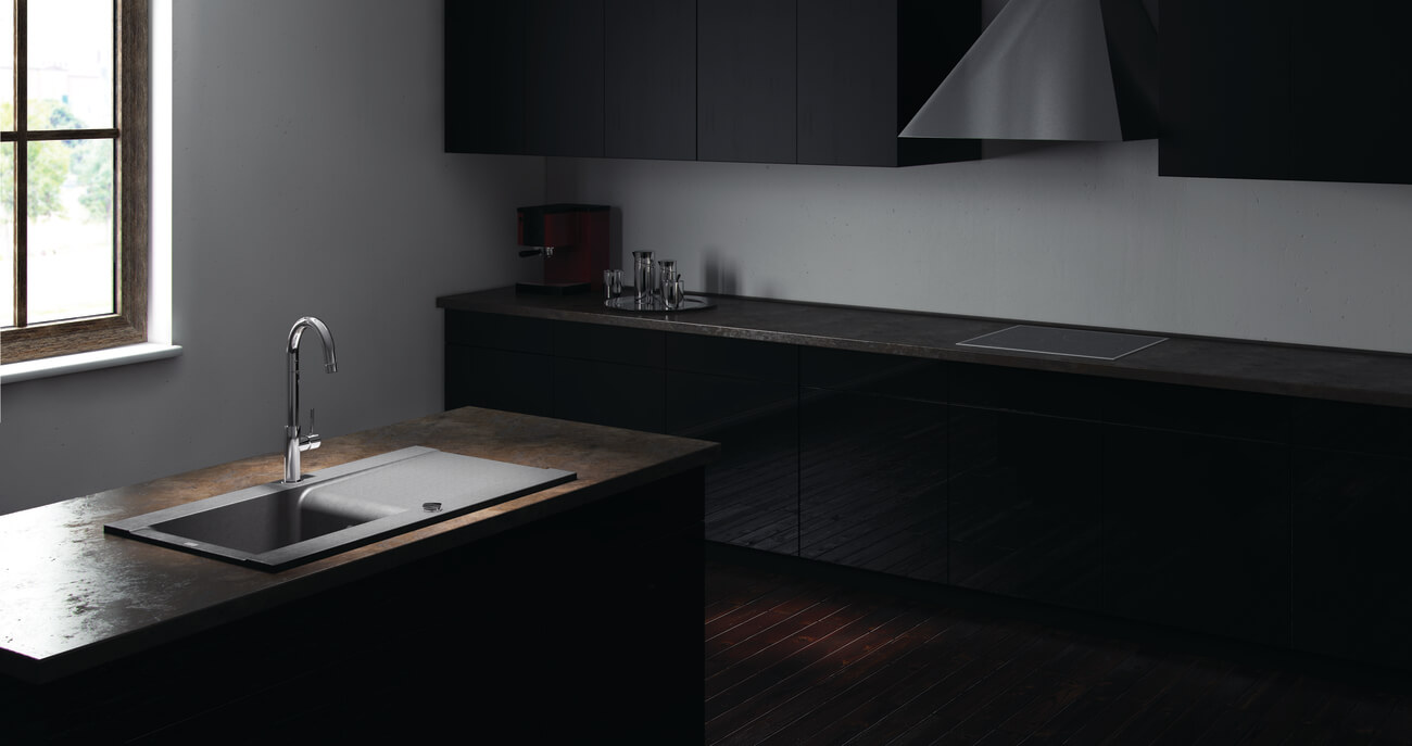 Single-bowl kitchen sink with integrated work zone for private label, ODM and retail sales