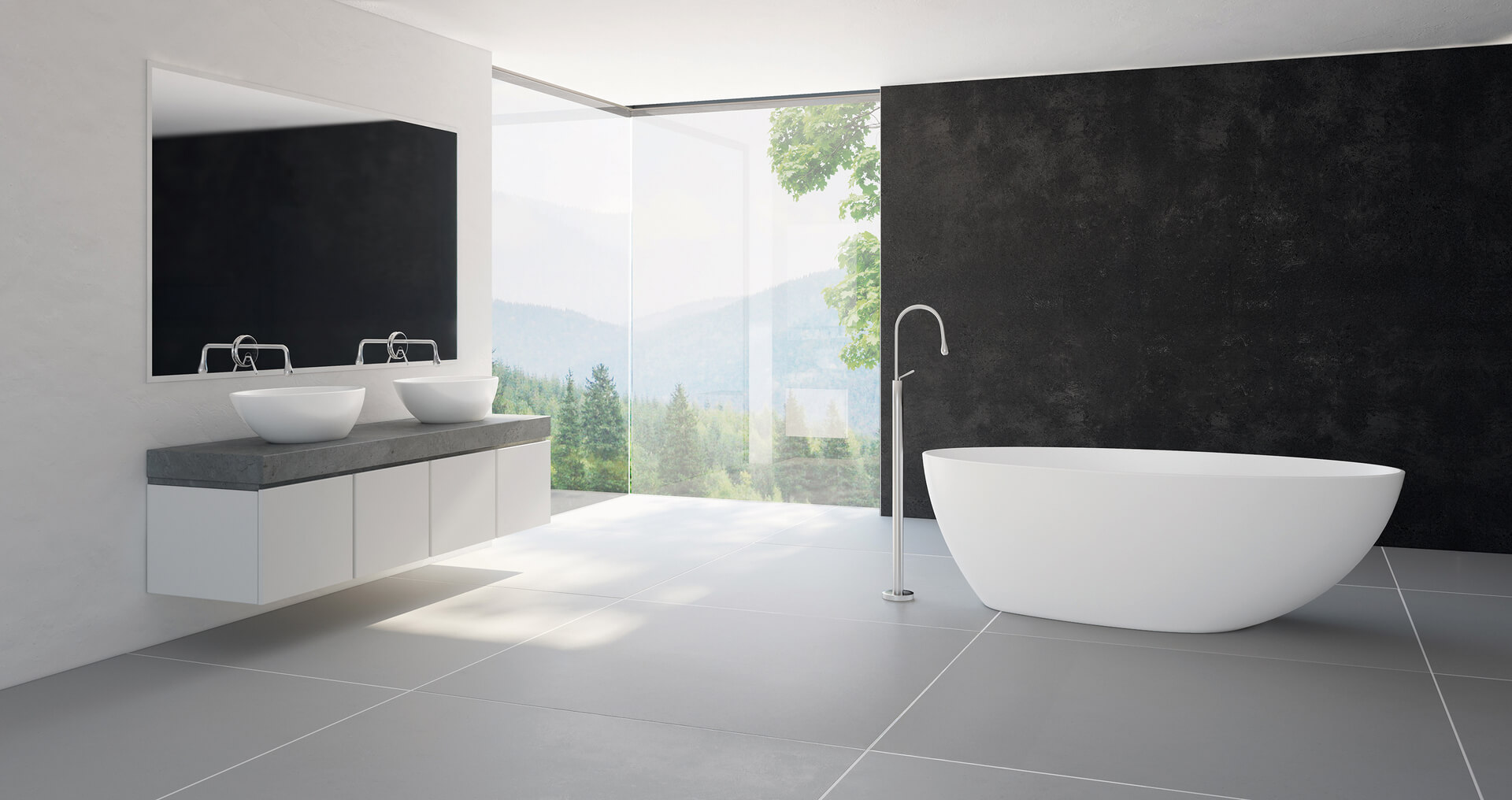 Modern bathroom interior with private label bathroom fixtures